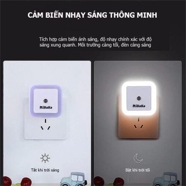 Combo 3 Đèn Ngủ MiKaKo Cảm Ứng Tự Động 0.5W - Trắng Vàng Xanh, Bật/Tắt, Giá 14.500₫