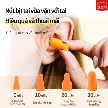 Combo 3 Đôi Nút Bịt Tai Chống Ồn 2 Tầng Ams - Giảm Tiếng Ồn 37dB, Giá chỉ 11.000 VND