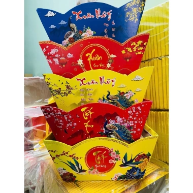 Combo 3 Giỏ Quà Tết 2.026 – Màng Co Đế Thuyền dày 3ly, Khay Thuyền Cứng Cáp, Hàng Đẹp
