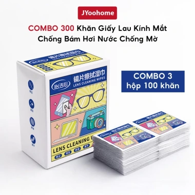 Combo 3 hộp 300 tờ Khăn Lau Kính Nano JYoohome: Chống bám hơi nước, sương mù, sạch mắt, giảm giá 18%