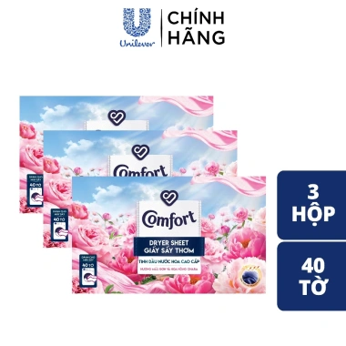 Combo 3 hộp Giấy Thơm Comfort Hương Mẫu Đơn, Hoa Hồng Ohara 40 tờ/hộp Dùng cho máy sấy, tủ quần áo 2