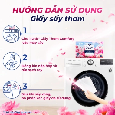 Combo 3 hộp Giấy Thơm Comfort Hương Mẫu Đơn, Hoa Hồng Ohara 40 tờ/hộp Dùng cho máy sấy, tủ quần áo 8