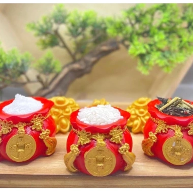 Combo 3 Hũ Đựng Gạo Muối Tiền Tài Lộc May Mắn Đặt Ban Thần Tài Ông Táo S21TT 19.000₫