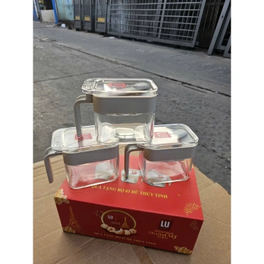 Combo 3 Hũ Thủy Tinh Eco 300ml Kèm Thìa - Hộp Quà Cao Cấp, Giá 99k giảm từ 126.720