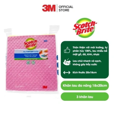 Combo 3 Khăn lau 20x18cm 3M Scotch-Brite Không để lại bụi, phân hủy 100% chỉ 61.000₫ 6