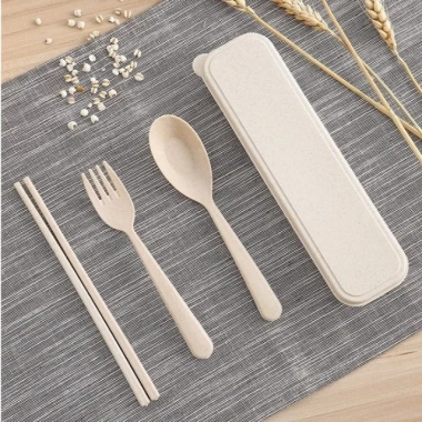 Combo 3 món Muỗng Đũa Nia Cá Nhân Nhựa Sinh Học - Giá chỉ 12.500 VND, giảm từ 15.375 VND