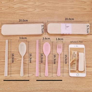 Combo 3 món Muỗng Đũa Nia Cá Nhân Nhựa Sinh Học - Giá chỉ 12.500 VND, giảm từ 15.375 VND