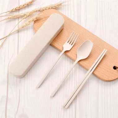 Combo 3 món Muỗng Đũa Nia Cá Nhân Nhựa Sinh Học - Giá chỉ 12.500 VND, giảm từ 15.375 VND