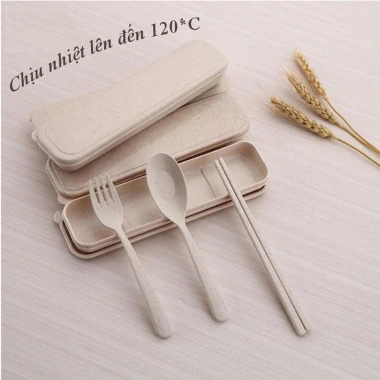 Combo 3 món Muỗng Đũa Nia Cá Nhân Nhựa Sinh Học - Giá chỉ 12.500 VND, giảm từ 15.375 VND