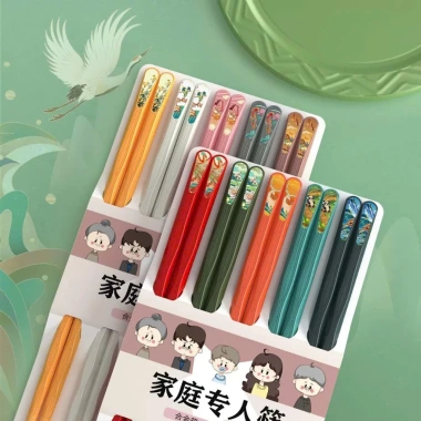 Combo 3 Set Đũa Gia Đình Kiểu Nhật Bản 5 Đũa Nhiều Màu - Chịu Nhiệt, Kháng Khuẩn, Chống Trượt 6