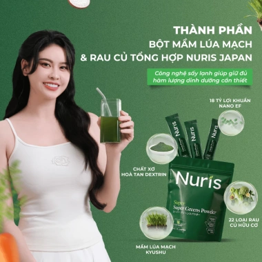 Combo 3 tặng 2 quà Bột rau củ nguyên chất sấy lạnh Nuris Nhật Bản – Detox, ngừa táo bón, da đẹp, giá 900k (giá gốc 1.08tr) 4