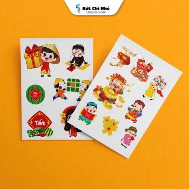 Combo 3 tờ sticker Tết năm mới - Trang trí bánh chưng, nhà, hộp quà chỉ 35.000₫ 3