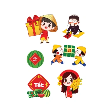 Combo 3 tờ sticker Tết năm mới - Trang trí bánh chưng, nhà, hộp quà chỉ 35.000₫ 5