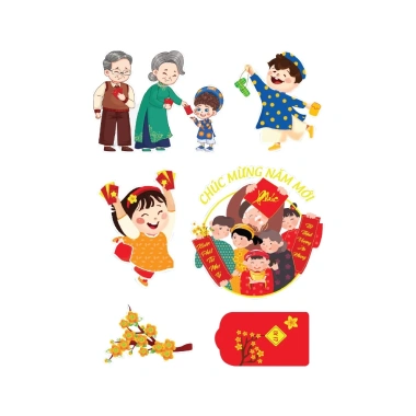 Combo 3 tờ sticker Tết năm mới - Trang trí bánh chưng, nhà, hộp quà chỉ 35.000₫ 6