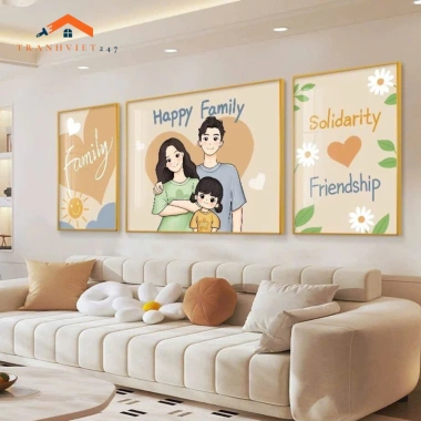 Combo 3 tranh tráng gương Gia Đình Hạnh Phúc - Decor phòng khách, giảm giá 345.500₫ | Tranhviet247