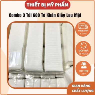 Combo 3 Túi 600 Tờ Khăn Giấy Lau Mặt Dùng Trong Thẩm Mỹ Spa Siêu Tiết Kiệm 145k