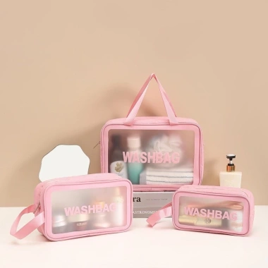 Combo 3 túi đựng mỹ phẩm WASBAG 3 size chống thấm nước, đựng đồ trang điểm cá nhân 3