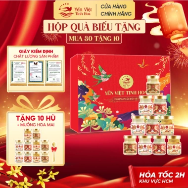 Combo 30 Hũ Yến Chưng Sẵn 35% 70ml Mix 4 Vị, Tặng 12 Hũ - Biếu Sức Khỏe Yến Việt