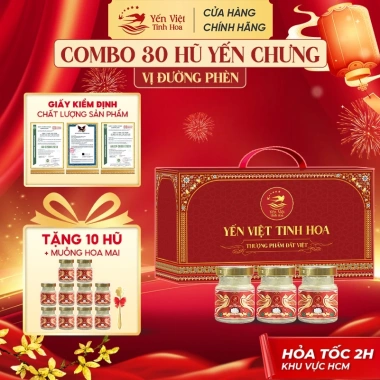 Combo 30 Hũ Yến Chưng Sẵn 35% 70ml Mix 4 Vị, Tặng 12 Hũ - Biếu Sức Khỏe Yến Việt 8