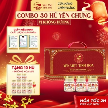 Combo 30 Hũ Yến Chưng Sẵn 35% 70ml Mix 4 Vị, Tặng 12 Hũ - Biếu Sức Khỏe Yến Việt 9