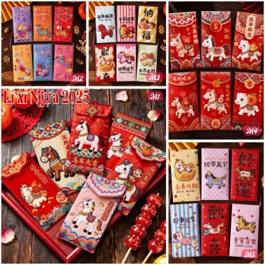 Combo 30 Lì Xì 3D Ngựa Thêu 2.026 - Mix Set Ngẫu Nhiên Nhiều Hình Siêu Rẻ BeeMit 15k