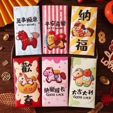 Combo 30 Lì Xì 3D Ngựa Thêu 2.026 - Mix Set Ngẫu Nhiên Nhiều Hình Siêu Rẻ BeeMit 15k