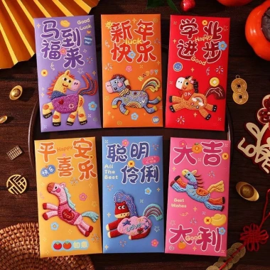 Combo 30 Lì Xì 3D Ngựa Thêu 2.026 - Mix Set Ngẫu Nhiên Nhiều Hình Siêu Rẻ BeeMit 15k