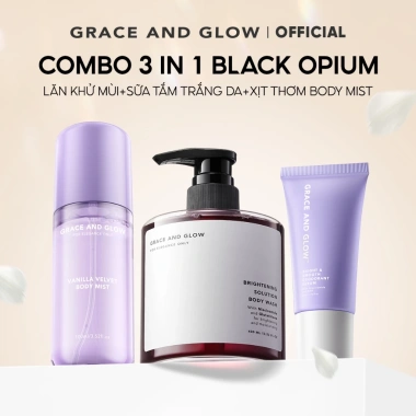 Combo 3in1 Grace&Glow: Sữa tắm, Lăn khử mùi, Body Mist - Trắng da, Dưỡng ẩm, Giá 321.000đ