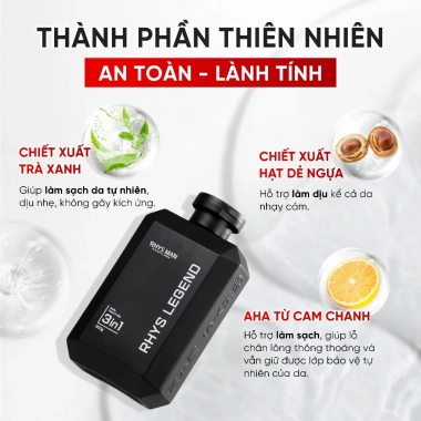 Combo 3in1 Nam: Sữa tắm gội, Sữa rửa mặt, Dung dịch vệ sinh + Nước hoa RHYS MAN - Giá 289.000đ 2