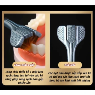Combo 4 Bàn Chải Đánh Răng 3 Đầu - Lông Mềm Mại, Sạch Góc, Bảo Vệ Răng