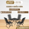 Combo 4 ghế 1 bàn lò xo lưng cao, gấp gọn, ghế cafe ngoài trời chắc chắn giảm giá 419k