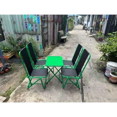 Combo 4 ghế 1 bàn lò xo lưng cao, gấp gọn, ghế cafe ngoài trời chắc chắn giảm giá 419k 4