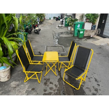 Combo 4 ghế 1 bàn lò xo lưng cao, gấp gọn, ghế cafe ngoài trời chắc chắn giảm giá 419k 6