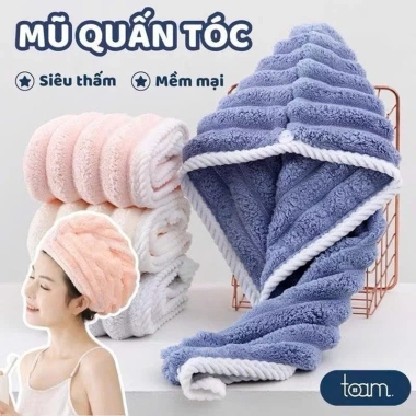Combo 4 Khăn Quấn Ủ Tóc và Trùm Đầu Lau Khô Siêu Tốc - Siêu Thấm, Hút Nhanh, Giá Chỉ 29.000 VNĐ