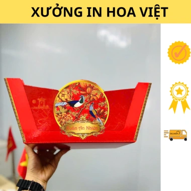 Combo 4 khay thuyền giỏ quà Tết - Mẫu Xuân An Nhiên, giá ưu đãi 76.000 VND