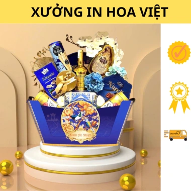 Combo 4 khay thuyền giỏ quà Tết - Mẫu Xuân An Nhiên, giá ưu đãi 76.000 VND
