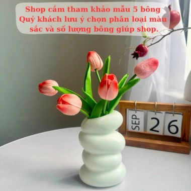 Combo 5-7-9 bông Tulip cao su non + bình xoắn ốc nhựa - Trang trí nhà cửa, hoa lụa Thanh Tú, giảm còn 60.000₫ 5 Combo 5-7-9 bông Tulip cao su non + bình xoắn ốc nhựa - Trang trí nhà cửa, hoa lụa Thanh Tú, giảm còn 60.000₫ 5