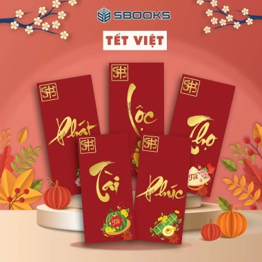 Combo 5 Bao Lì Xì Chữ Phúc Tài Phát Lộc Thọ - Tết Việt 2.026 Giá 59k - Sbooks 7 Combo 5 Bao Lì Xì Chữ Phúc Tài Phát Lộc Thọ - Tết Việt 2.026 Giá 59k - Sbooks 7