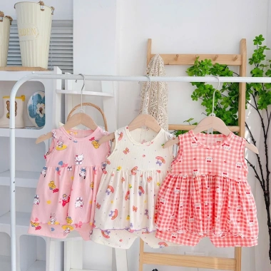 Combo 5 Bộ Cộc Tay Bé Gái Cánh Tiên Thun Mỏng Siêu Thoáng Dưới 3 tuổi 6-16kg Freeship Voucher Giá 54.200₫ 3