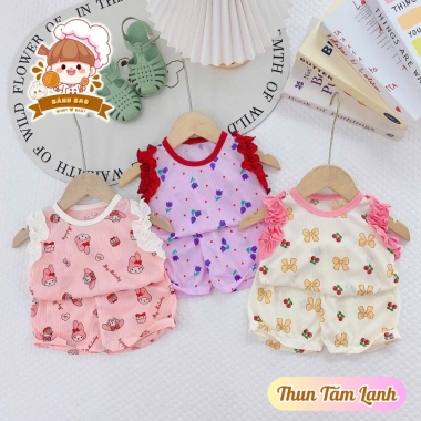 Combo 5 Bộ Cộc Tay Bé Gái Cánh Tiên Thun Mỏng Siêu Thoáng Dưới 3 tuổi 6-16kg Freeship Voucher Giá 54.200₫ 4