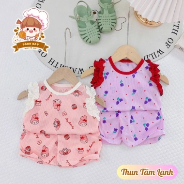 Combo 5 Bộ Cộc Tay Bé Gái Cánh Tiên Thun Mỏng Siêu Thoáng Dưới 3 tuổi 6-16kg Freeship Voucher Giá 54.200₫ 6