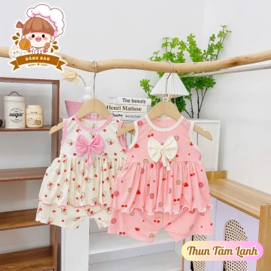 Combo 5 Bộ Cộc Tay Bé Gái Cánh Tiên Thun Mỏng Siêu Thoáng Dưới 3 tuổi 6-16kg Freeship Voucher Giá 54.200₫ 8