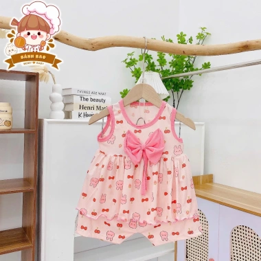 Combo 5 Bộ Cộc Tay Bé Gái Cánh Tiên Thun Mỏng Siêu Thoáng Dưới 3 tuổi 6-16kg Freeship Voucher Giá 54.200₫ 9