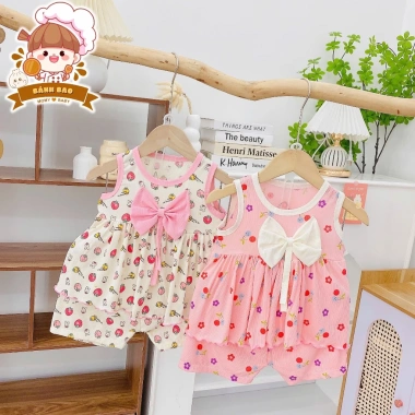 Combo 5 Bộ Cộc Tay Bé Gái Cánh Tiên Thun Mỏng Siêu Thoáng Dưới 3 tuổi 6-16kg Freeship Voucher Giá 54.200₫ 10