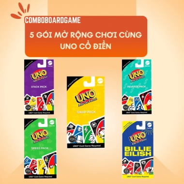 Combo 5 bộ mở rộng UNO Cổ Điển - Chơi cùng trẻ, người lớn, gia đình, giảm còn 200.000₫