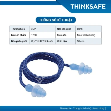 Combo 5 cặp nút tai chống ồn 3M 1.290 Silicone nhẹ, giảm ồn 25 dB - Xanh biển THINKSAFE 3