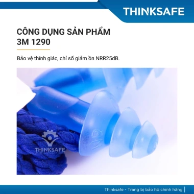 Combo 5 cặp nút tai chống ồn 3M 1.290 Silicone nhẹ, giảm ồn 25 dB - Xanh biển THINKSAFE 6