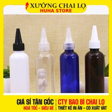Combo 5 chai lọ nút nhọn PET 150-500ml - Đựng chiết mực, mỹ phẩm, dung dịch 55k