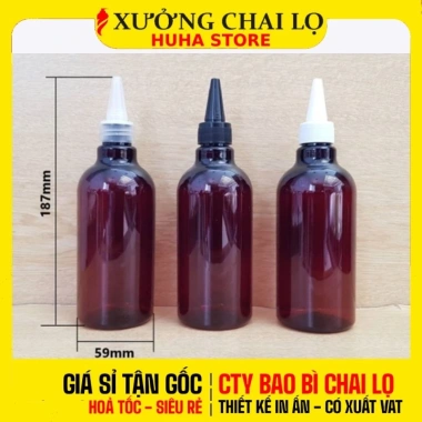 Combo 5 chai lọ nút nhọn PET 150-500ml - Đựng chiết mực, mỹ phẩm, dung dịch 55k
