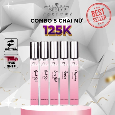 Combo 5 chai nước hoa nữ Seelab - Quyến rũ, Sang trọng, Nổi bật và Tặng 1c 10ml mùi ngẫu nhiên - 175k